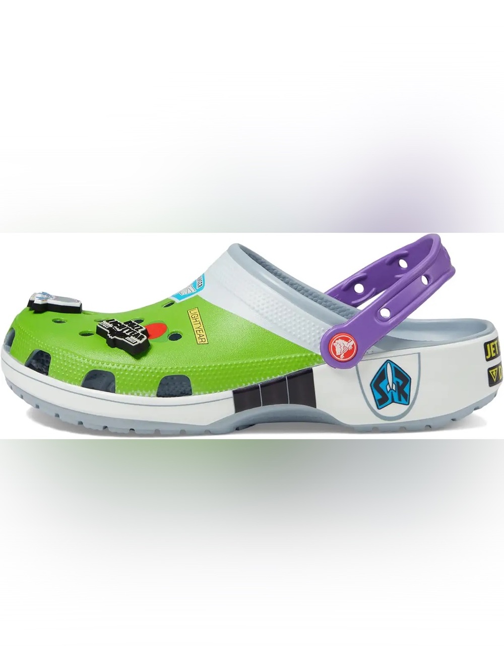 Buzz Lightyear Themed Crocs Green & Purple Clog Sandals Size 4 NWT - Picture 4 of 5